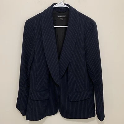 Blazer Lane Bryant Azul Rayas Un Botón Mujer Talla 18 Formal Trabajo Profesional Foto 1 de 4