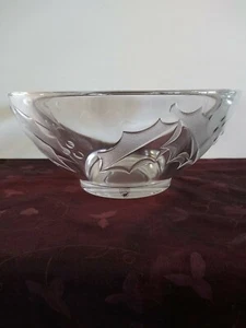 ORREFORS SWEDEN HOLLY DAY CRYSTAL BOWL Christmas Bowl Signed - Picture 1 of 12