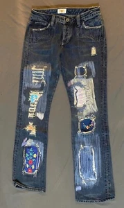 Antik Denim Womens Size 26 Distressed Patchwork Blue Jeans Rare New Retail $240 - Picture 1 of 12