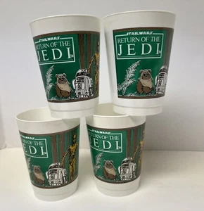 STAR WARS ROTJ Pepperidge Farm Plastic Cups Wicket C-3PO R2-D2 Lot Of 4 1983 - Picture 1 of 14