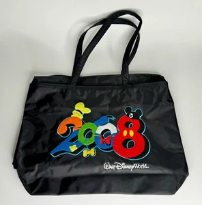 Bolso de Mano Walt Disney World Grande Negro Bordado 2008 Cremallera Superior - Imagen 1 de 10