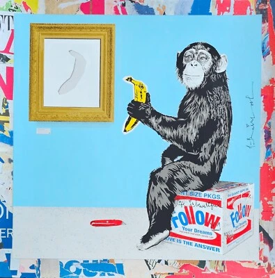 Mr. Brainwash Bananappetit hand signed 2024 banana Pop art graffiti 1/1 UNIQUE - Image 1 of 4