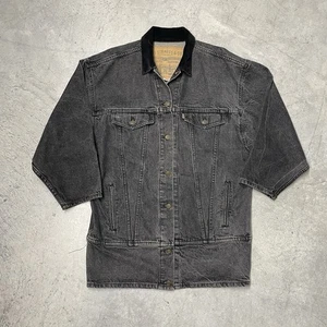 Levi's Black Denim Barn Chore Trucker Hybrid Vintage 90s Women’s Large USA Made - Picture 1 of 23