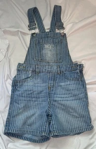 DKNY Size 8 Striped Denim Overall Romper - Picture 1 of 6