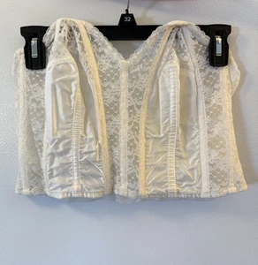 Vintage Lady Marlene Corset Bustier Strapless Bra Lace Boning Long Line 38C - Picture 1 of 7