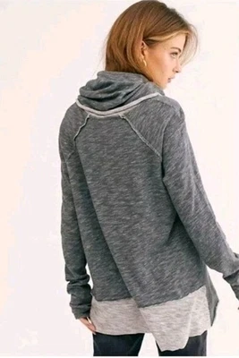 Sudadera túnica capucha Free People Beach Cocoon para mujer S gris salón yoga FPB Foto 1 de 4