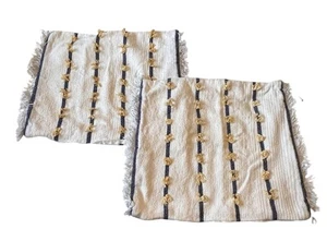 Set of 2 Bohemian Style Pillow Shams/Pillow Covers in Beige, Blue and Yellow - Picture 1 of 5