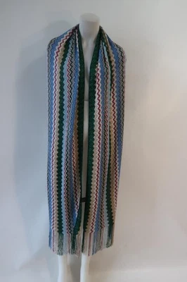 Bufanda envolvente con flecos Chevron metálico multicolor Missoni para mujer nueva sin etiquetas OS Foto 1 de 4