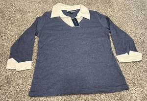 Camisa para mujer talla pequeña S Karen Scott azul y blanca nueva con etiquetas - Imagen 1 de 2