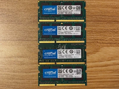 Crucial 16GB (4x4GB) SODIMM  Memory DDR3L 1600 204-Pins CT51264BF160B 1.35v - Image 1 of 2