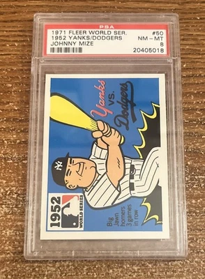 1971 Fleer World Series #50 1952 - Yankees vs. Dodgers - Johnny Mize PSA 8 - Image 1 of 2