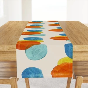Watercolor Circles Mid Century Circles Retro Large Scale Printed Table Runner - Picture 1 of 5