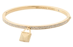 MICHAEL KORS Yellow Gold Bangle Bracelet Padlock Crystals MKJ6993710 + GIFT BOX - Picture 1 of 6