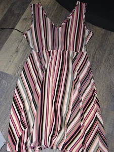 women's LARGE comfy polyester flowy striped short length dress CANDIE'S - Picture 1 of 8