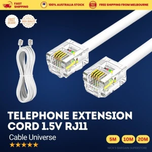 5M 10M 20M RJ11 Telephone Line Cord Cable White for DSL Modem, Phone to Wall - Picture 1 of 8