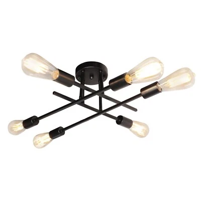 Luminária de teto moderna montagem semi nivelada 6 luzes, lustre Sputnik de metal - Imagem 1 de 4