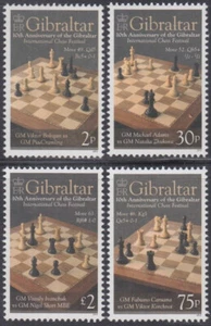 GIBRALTAR Sc # 1310-3 CPL sin montar o nunca montada 10a ANN PRIMER FESTIVAL INTERNACIONAL DE AJEDREZ - Imagen 1 de 1