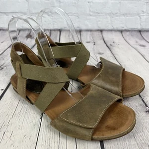 Bussola Maynila Women's Moss Leather Sandals Size 40 US 9 Flats Cork Tan Straps - Picture 1 of 14