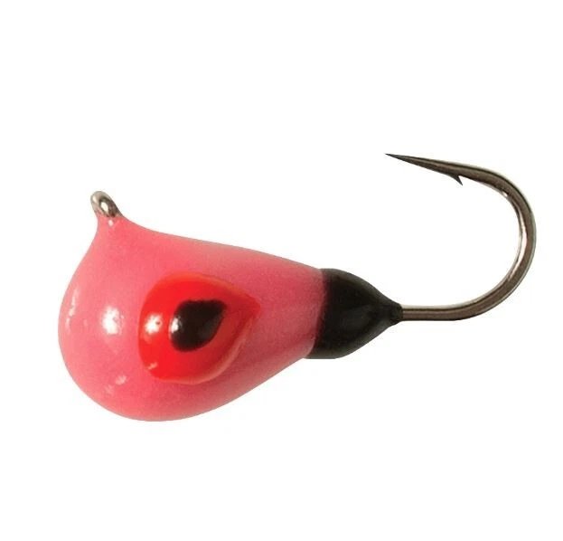 Clam Drop Jig 1/32 oz - Glow Red - Tungsten Ice Fishing Jig