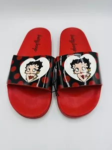 BETTY BOOP WOMEN'S "BETTY DOT" RED HEART SLIP ON SANDALS SIZE 10 NEW - Picture 1 of 3