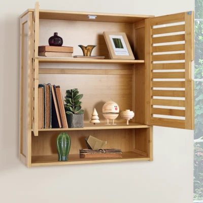 Hanging Cabinet Wood Kitchen Cabinet Bathroom Cabinet Living Room Kitchen Bathroom Wall Cabinet DHL - Image 1 of 4