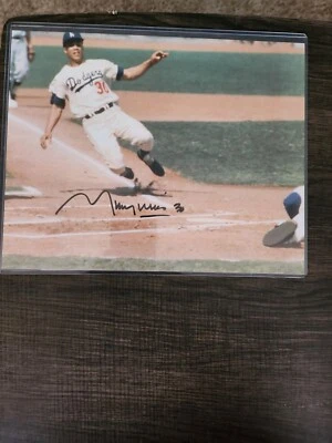 maury wills autograph 8x10 Photo Dodgers - Image 1 of 2