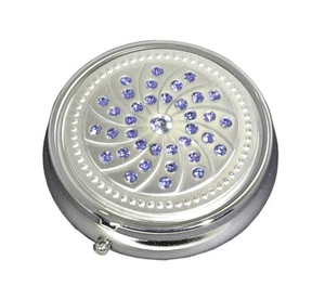 Blue Gems Small Daily Medication Pill Box Organizer Case for Pocket Purse Travel - Picture 1 of 5