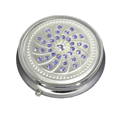 Blue Gems Small Daily Medication Pill Box Organizer Case for Pocket Purse Travel - Image 1 of 4