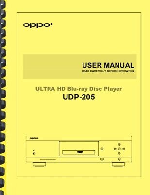OPPO UDP-205 UPD205 Blu-Ray DVD Reproductor Propietario Manual De Usuario • 19.63€