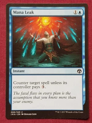 Magic The Gathering ICONIC MASTERS MANA LEAK blue card MTG - Image 1 of 2