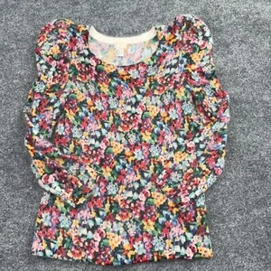 H&M Sweater Women Size 2 Floral Angora Wool Long Puff Sleeves - Picture 1 of 10