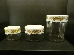 Vintage Pyrex Glass Canisters (3) Spice Of Life See & Store - Picture 1 of 8