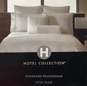 HOTEL COLLECTION OPTIC PLAID STANDARD SHAM IVORY NEW IN PACKAGE MSRP $70 - Picture 1 of 2