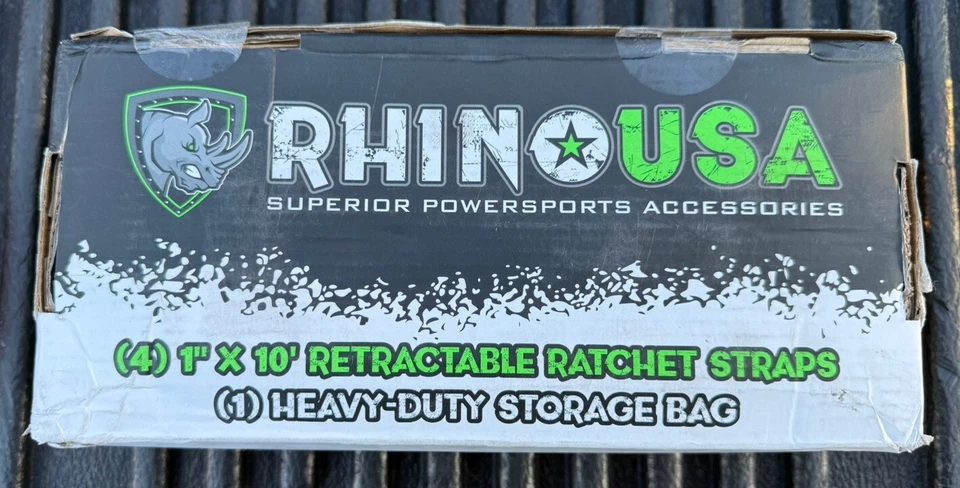 RETRACTABLE-RATCHETS Rhino USA 4 Pack 1” x 10’ Retractable Ratchet Straps w/ Bag 403lbs Load 1209lbs