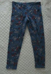 Old Navy 8 Girls Floral Leggings cropped flowers fall spring blue medium m - Picture 1 of 1