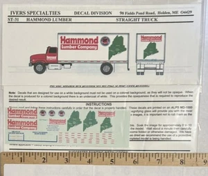 CALCOMANÍA DE CAMIÓN DE CARGA IVERS HO - HAMMOND LUMBER COMPANY (MAINE) - #ST-31 - Imagen 1 de 1