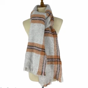 Universal Thread Scarf Wrap Plaid Tan Orange NWT One Size - Picture 1 of 7