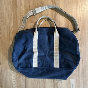 J. Bolso de fin de semana militar de lona Crew para hombre doble asa azul marino DAÑADO - Imagen 1 de 7