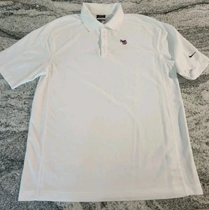 NIKE GOLF DRI FIT POLO WILLIAMS COLLEGE EPHS MENS LARGE WHITE PURPLE COW LOGO - Picture 1 of 9