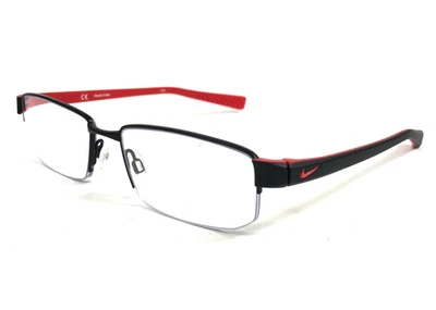 Monturas para gafas Nike 8160 012 negro satinado rojo medio borde rectangular 53-17-140 Foto 1 de 4