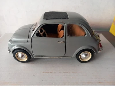 Fiat 500 Burago1/16 capotta pannelli rifatti in pelle fanali anteriori adattati - Immagine 1 di 4