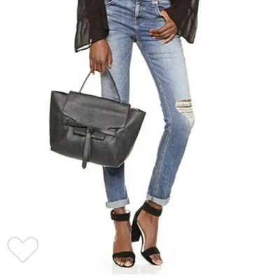 Bolsa satchel Annabel Ingall couro pebbled preto Annie EXCELENTE - Imagem 1 de 4