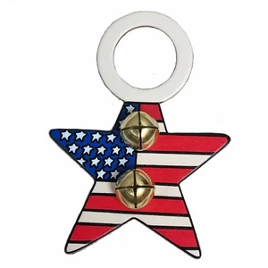 Patriotic Star Rojo Blanco Azul Cuero Trineo Timbre Puerta Perilla Colgador Hecho en EE. UU. - Imagen 1 de 2