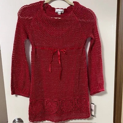 Vestido suéter tejido brillante rojo para niñas de Amy’s Closet manga larga talla XL (10/12) Foto 1 de 4