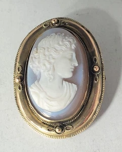 Antiguo Victoriano Oro 8K Raro Lavanda Sardonix Camafeo Colgante o Broche Lote - Imagen 1 de 5