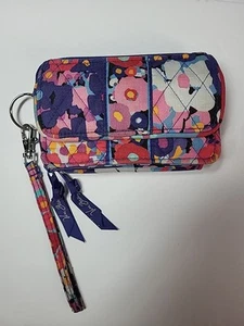 Vera Bradley Todo en Uno ID Muñequera Cremallera Cartera Púrpura Flores 6"×4" - Imagen 1 de 7