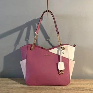 Bolso de Hombro Michael Kors Jet Set Bloque de Color Cuero Saffiano Cadena Grande - Imagen 1 de 19