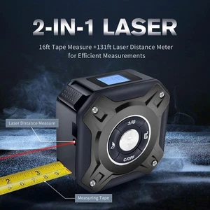 2-in-1 Measuring Tool Laser Distance Meter 131Ft Laser Measure 16Ft Tape Measure - Picture 1 of 9