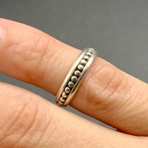 Sterling Silver Bead Band Toe Or Half Finger Ring 925 VTG - Picture 1 of 6