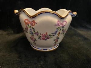 Sevres Style Samson Hand Painted Floral Cobalt & Gold Soft Paste Cachepot - Picture 1 of 12